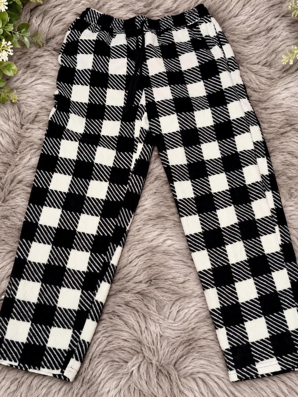 George Black & White Buffalo Check Fleece Sleewear Pants